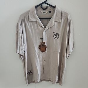 DaVinci Beige Short Sleeve Button Down Shirt